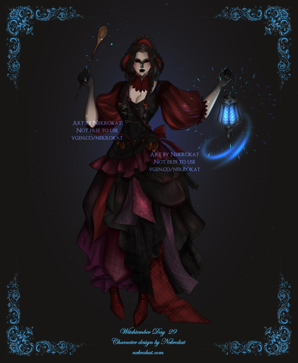 Folklore - Daughter of the iron nosed midwife (Baba Yaga) - the old hag; friend of the wolves and foxes. She collects souls lost in the forest and brings it home to offer it to the shadows. She is condemned to eternal life - until she learns how to be good